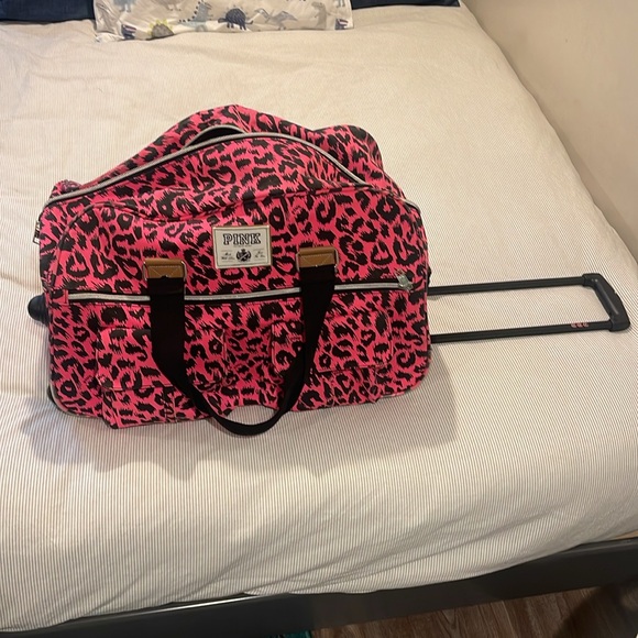 Vintage PINK Victorias Secret Travel Luggage in Pink Leopard Print - Picture 16 of 16